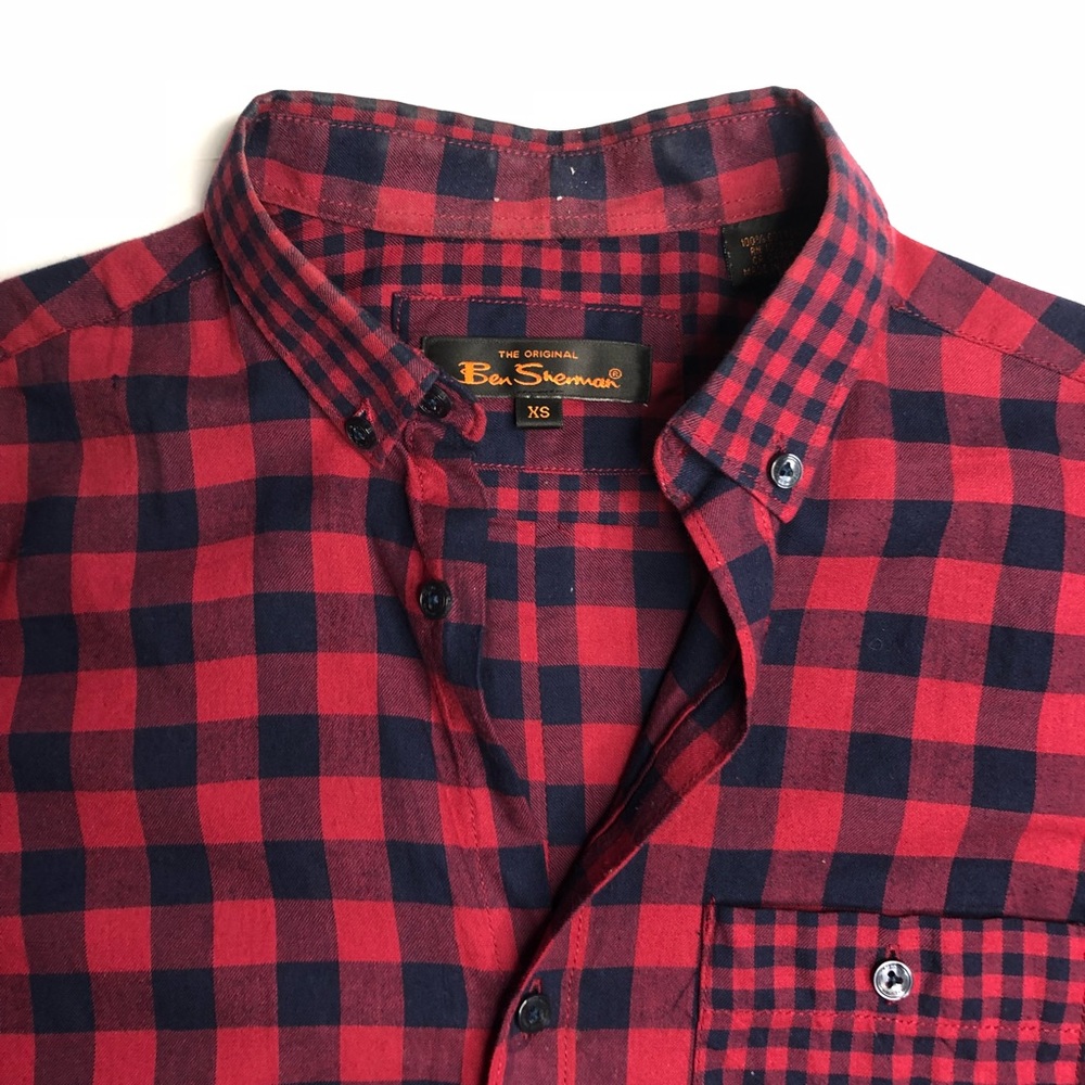 Red Checkered Ben Sherman Preloved Button Down - image 4